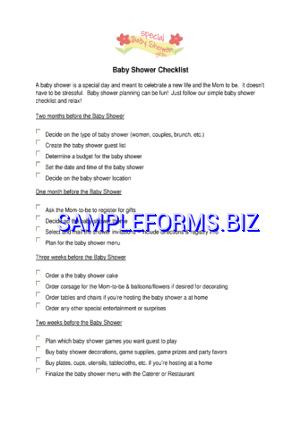 Baby Shower Checklist 1 pdf free